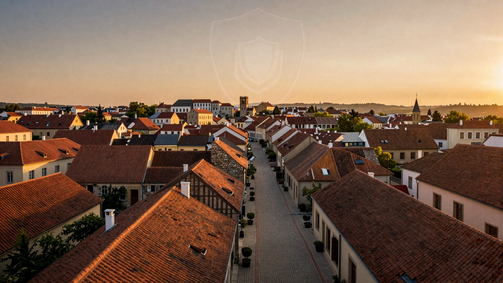 European city at golden hour symbolizing safe international online dating
