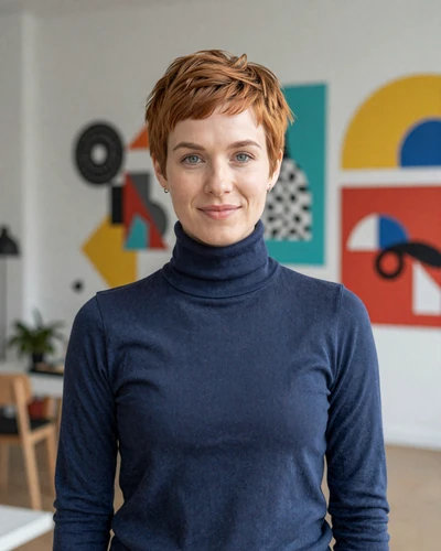 Dutch woman Roos in Eindhoven design district with street art backdrop