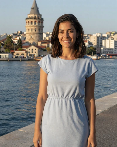 Greek woman Sophia near the White Tower waterfront in Thessaloniki