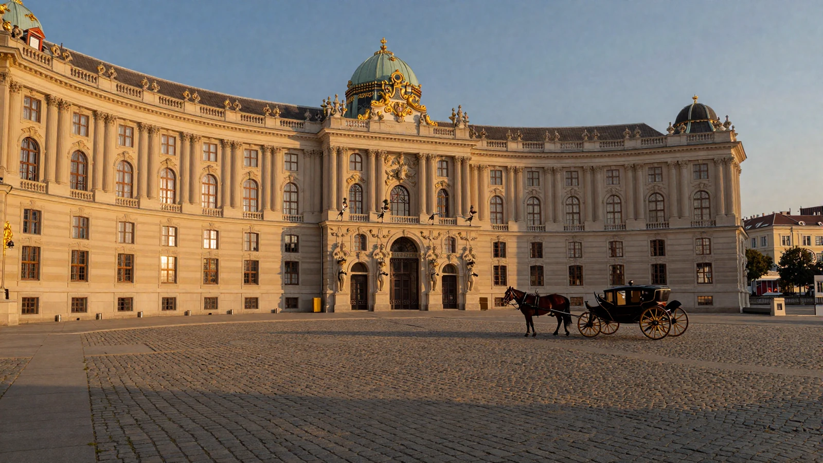Baroque architecture of Hofburg Palace in Vienna Austria at golden hour for Austrian women dating
