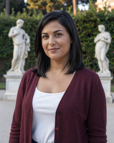 Italian woman Valentina in the lush Villa Borghese gardens in Parioli Rome