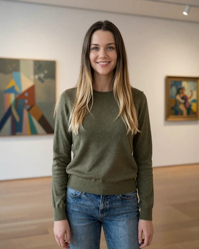 Luxembourg woman Marie in a modern gallery in Esch-sur-Alzette