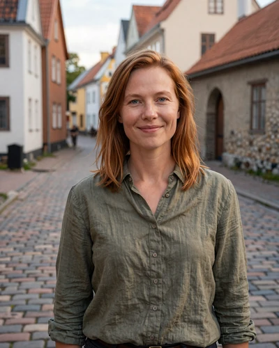 Norwegian woman Silje in the charming fortress town of Fredrikstad Norway