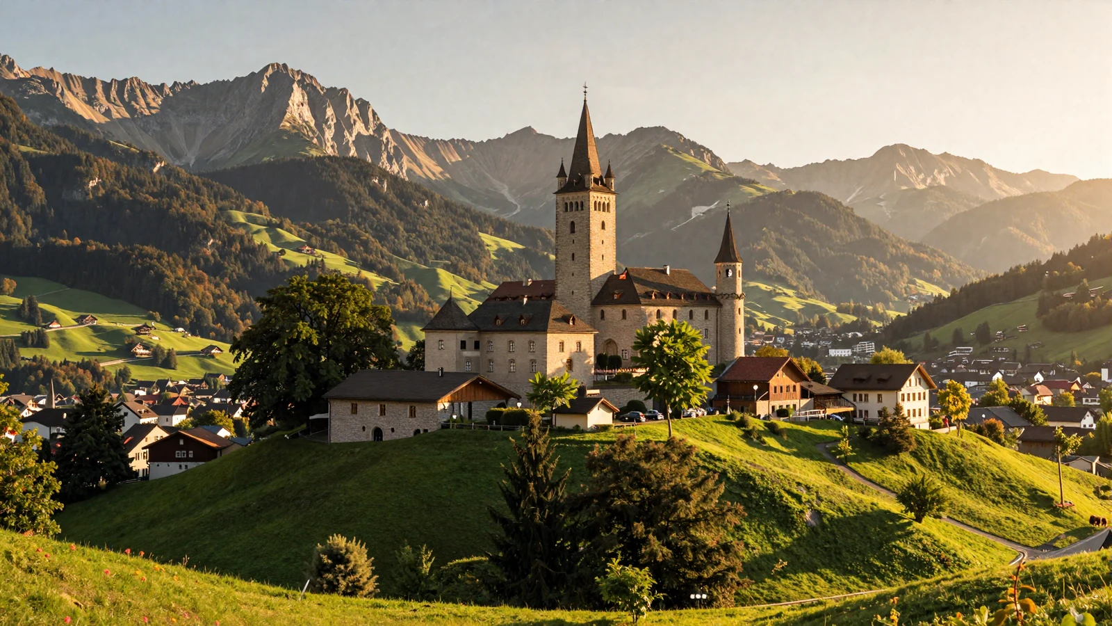 Vaduz Castle on Alpine hillside in Liechtenstein with Rhine Valley panorama for Liechtenstein women dating