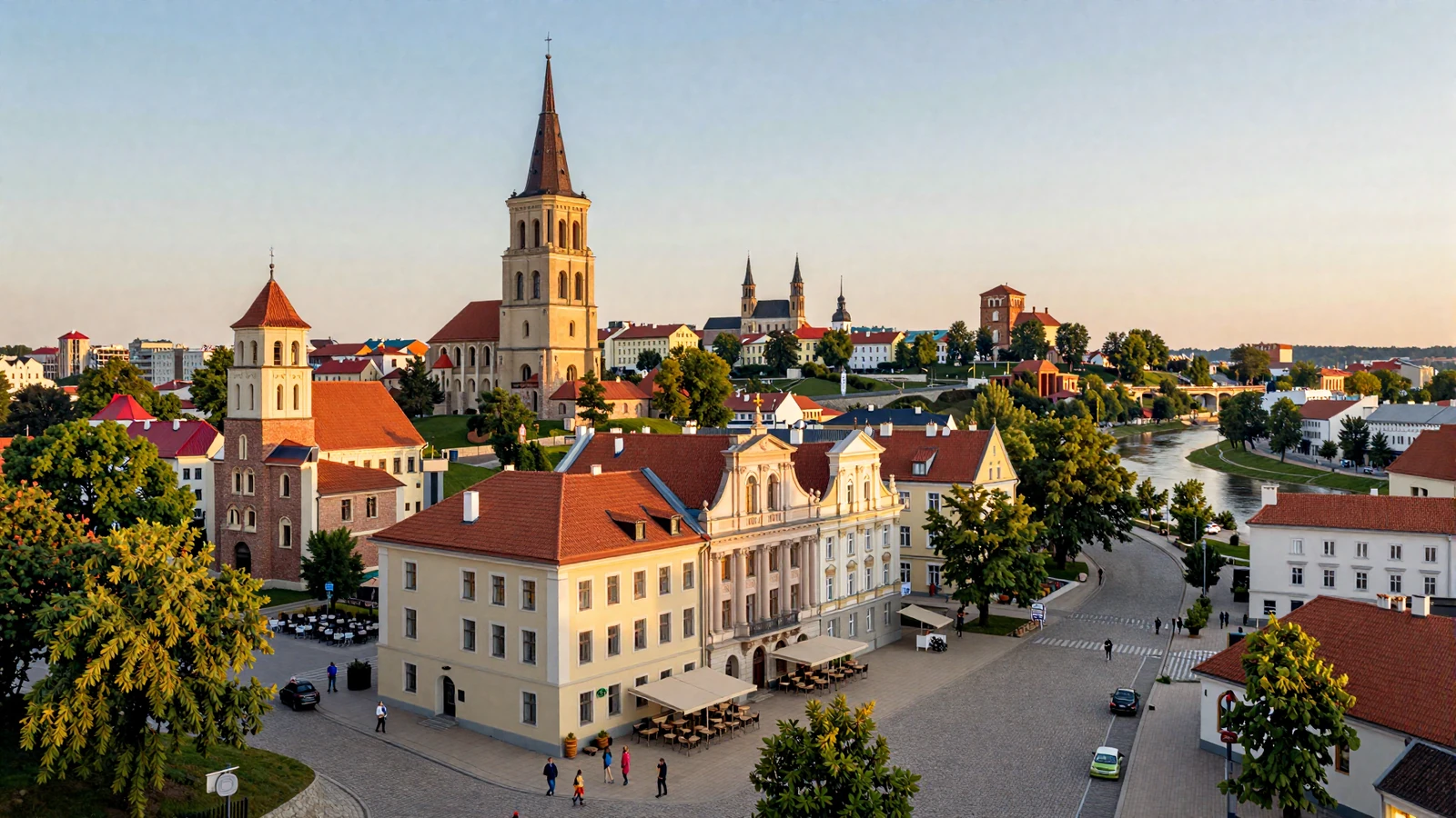 Vilnius Old Town skyline with Gediminas Tower at golden hour for Lithuanian women dating
